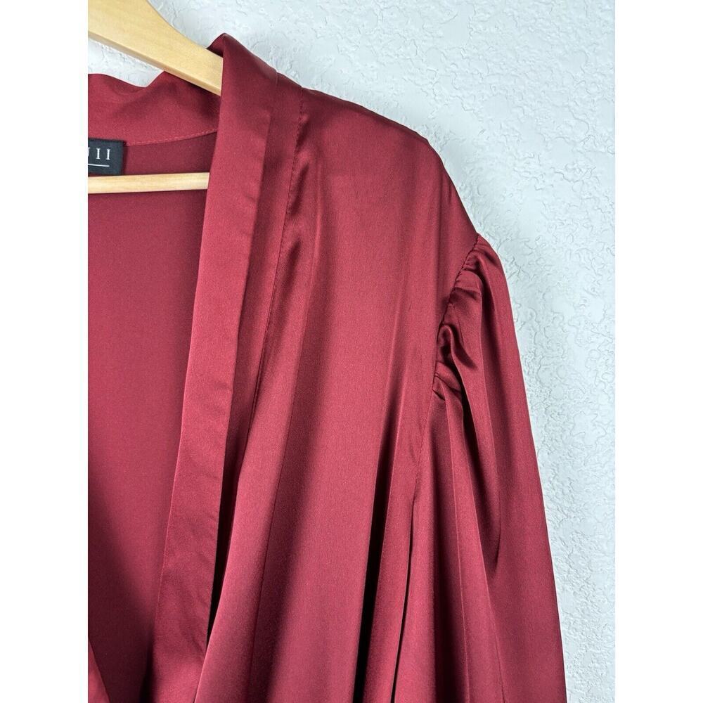 Eloquii Rose Satin Wrap Midi Dress - Picture 6 of 13
